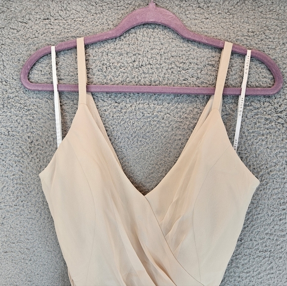 After Six Gown Womens Sz 14R Champagne Lux Chiffon Draped Flowy Romantic **READ* - Picture 3 of 14